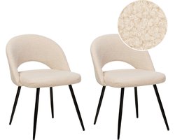 ONAGA - Eetkamerstoel set van 2 - Beige - BouclÃ©