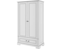 Ona's Furniture Kinderkledingkast - 2-Deurs Kinderkast Wit - Met 6 Planken & Ruime Lade - 51x102 cm - Perfect voor Baby- en Kinderkamer - Kinderkamer kast - Opbergkast kinderen - Children's wardrobe with two doors and spacious drawer - White