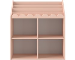 Ona's Furniture Montessori Boekenkast - Boekenrek- Kinderboekenkast met vier ruime planken - Boekenkast voor kinderen - Kinderboekenrek - Speelgoedrek - Roze - 33x71 cm - Montessori bookcase - Children’s bookcase with four spacious shelves
