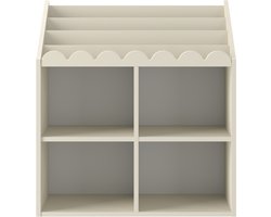Ona's Furniture Montessori Boekenkast - Kinderboekenkast met vier ruime planken - Boekenkast voor kinderen - Kinderboekenrek - Boekenplank - Speelgoedrek - Beige - 33x71 cm - Montessori bookcase - Children’s bookcase with four spacious shelves