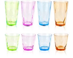 Onbreekbare bekerset - 8 stuks - kleurrijk - acryl