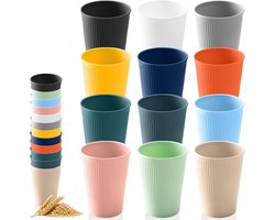 Onbreekbare herbruikbare bekers, 350 ml, 12 stuks, ideaal voor koffie, thee, melk, barbecues en picknicks, vaatwasmachine- en magnetronbestendig