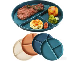 Onbreekbare Kinderborden – 4 Stuks – 23 Cm Met 3 Vakken – Magnetron En Vaatwasmachinebestendig - Aparte Familieborden
