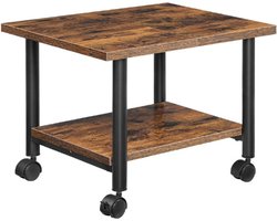 Onder Bureau Printerstandaard - 2 Laags Printerkar Met Opbergrek - Printerrek Met Vergrendelbare Wielen - Metalen Frame - Industrieel Design Voor Kantoor En Thuis - Zwart