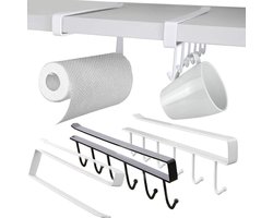 Onder-kast mokhouder - 3 stuks - zwart wit - kichen servetten papieren handdoekrolhouder rek voor mokken