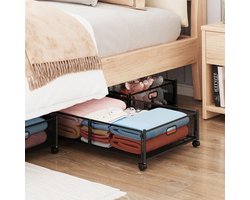 Onderbed Opbergbox 38L met Wielen en Rits, 40×60×16cm (B×L×H), Zwarte Opberghoes voor Kleding, Kussens, Dekbedden, Speelgoed, Boeken & Beddengoed