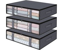 Onderbed opbergbox - Set van 3, opvouwbaar, met deksel, voor kleding