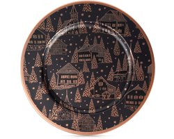 Onderbord Zwart Koper 33 cm - Bord - Onderborden - Kaarsenbord - Onderzet - Bord - Decoratieve Rand