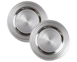 Onderborden - 6x - zilver - 33 cm - rond - kunststof - Diner/kerstdiner borden - Onderbord / kaarsenbord / onderzet bord