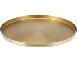 Onderbord/kaarsenbord - serveerschaal - RVS - goud - 21 x 2 cm - rond