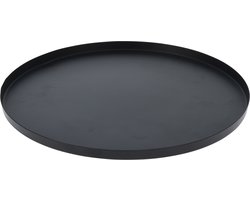 Onderbord/kaarsenbord - serveerschaal - RVS - mat zwart - 30 x 2 cm - rond