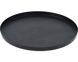 Onderbord/kaarsenbord - serveerschaal - RVS - zwart - 21 x 2 cm - rond