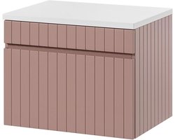 Onderbouwkast Set - Badmeubel Lade - Badkamer Opbergen - Verticale Groeven - 60 cm - Roze