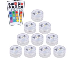 Onderdompelbare LED-vijververlichting - RGB Waterdichte onderwaterverlichting - Kleurveranderende badverlichting - Op batterijen - Met 2 afstandsbedieningen - Voor vijver vaas bad aquariumdecoratie (10 stuks) - Energieklasse A+