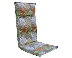 Onderhoudsvriendelijk kussen voor hoge rugleuning met palmbladeren - Tuinstoelkussen met bevestigingsriem