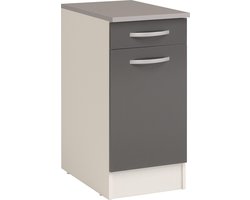 Onderkast Eko 40x60 cm met lade en deur - grijs - Parisot - Onderkasten - Grijs - Spaanplaat - Onderkasten - Op voorraad