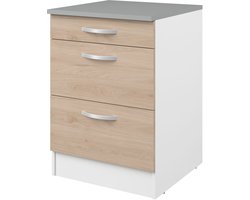 Onderkast Eko 60x60 met 3 lades - eik - Parisot - Onderkasten - Bruin - Spaanplaat - Onderkasten - Op voorraad