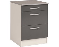 Onderkast Eko 60x60 met 3 lades - grijs - Parisot - Onderkasten - Grijs - Spaanplaat - Onderkasten -