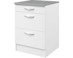 Onderkast Eko 60x60 met 3 lades - wit - Parisot - Onderkasten - Wit - Spaanplaat - Onderkasten -