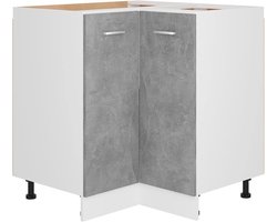 Onderkast hoekkast keuken opbergkast spaanplaat grijs beton 75,5 x 75,5 x 80,5 cm