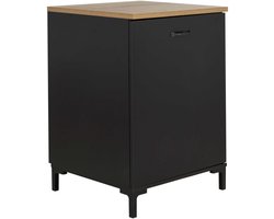 Onderkast Manno 60cm met 1 deur - zwart/eik - Gautier - Gami - Onderkasten - Bruin; Zwart - Melamine; Spaanplaat - Onderkasten -