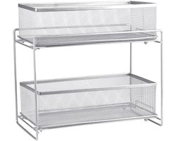 Onderkast Organizer - Wastafel Opberger - Keuken Ordenen - Uitschuifbaar Ontwerp - 32.5cm Hoog - Zilver