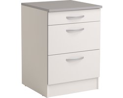 Onderkast Spoon 60 cm met 3 laden - wit - Parisot - Onderkasten - Wit - Spaanplaat - Onderkasten -