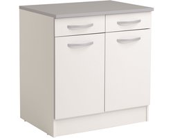 Onderkast Spoon 80 cm met 2 laden en 2 deuren - wit - Parisot - Onderkasten - Wit - Spaanplaat - Onderkasten -