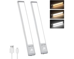 Onderkast Verlichting 2-Pack - Magnetisch Oplaadbaar - Bewegingssensor - 3 Kleurtemperaturen - 5 Helderheidsstanden - USB-C Oplaadbaar - 1500mAh Batterij - Eenvoudige Montage