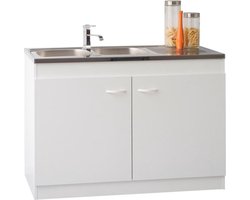 Onderkast voor spoelbak 2 deuren (120cm) - Parisot - Gootsteenkasten - Wit - Spaanplaat - Gootsteenkasten - Op voorraad