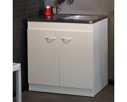 Onderkast voor spoelbak 2 deuren (80cm) - Parisot - Gootsteenkasten - Wit - Spaanplaat - Gootsteenkasten - Op voorraad