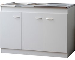 Onderkast voor spoelbak 3 deuren (120cm) - Parisot - Showroom - Wit - Spaanplaat - Showroom - Op voorraad