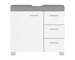 Onderkast voor wastafel zonder wasbak, badkamerkast 30×70×64 cm wit-grijs, met 3 grote lades + 2 vakken, verstelbare planken, stevig en duurzaam, gemakkelijk schoon te maken, multifunctioneel voor thuisbadkamer