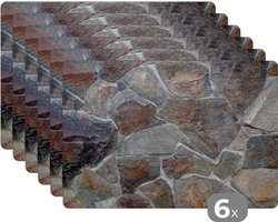 Onderlegger - Placemat - Grind - Keien - Natuursteen - Aarde - Steen - Onderlegger Placemat - Tafelbeschemer -45x30 cm - 6 stuks