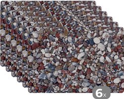 Onderlegger - Placemat - Grind - Natuursteen - Stenen - Tafelonderlegger - Tafelbeschemer - Onderlegger placemat -45x30 cm - 6 stuks