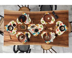 Onderleggers - Placemats - Placemats hartje - Design - Retro - Theepot - Kleuren - 10 stuks