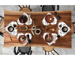 Onderleggers - Placemats - Placemats hartje - Klok - Patronen - Minimalisme - 6 stuks