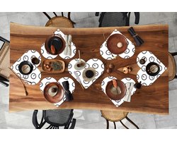Onderleggers - Placemats - Placemats hartje - Klok - Patronen - Minimalisme - 8 stuks