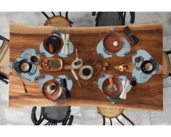 Onderleggers - Placemats - Placemats hartje - Klok - Patronen - Vintage - 6 stuks