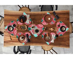 Onderleggers - Placemats - Placemats hartje - Klok - Roze - Patronen - Sterren - 10 stuks
