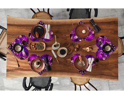 Onderleggers - Placemats - Placemats hartje - Marmer print - Goud - Paars - Patroon - 6 stuks
