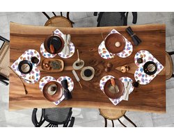 Onderleggers - Placemats - Placemats hartje - Patronen - Thee - Rozen - Theepot - 6 stuks