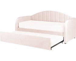 Onderschuifbed Fluweel EYBURIE 90 x 200 cm Pastelroze