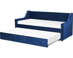 Onderschuifbed Fluweel MONTARGIS 90 x 200 cm Marineblauw