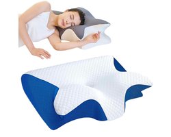 Ondersteuningskussen - 2-in-1 ergonomisch nekkussen - traagschuimkussen, kussens met verbeterde dikte, cervicale ondersteuning voor een betere slaap, comfortabel