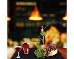 Onderzetter bar mat - vierkante dikke rubberen anti-slip druppelmat - cocktail theekop mok waterdicht - keukenservice (groot zwart)