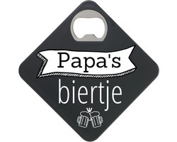 Onderzetter - Bieropener - Papa's Biertje - Flessenopener - Cadeauartikel - Gift - Cadeau - Vaderdag - Woonaccessoire - Woonaccessoires - Sfeer - Decoratief - Deco - Interieur - Landelijk - Industrieel - Chique - Sfeervol - Plateau - Decoratie