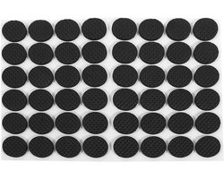 Onderzetters - rubber - antislip - zwart - meubelbescherming - zelfklevend - kleine apparaten - elektronica - fotolijst - ladekast - geschikt voor meubels - zwart - set van 48 - ronde vorm.