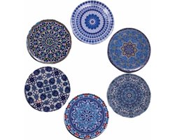 Onderzetters - Set van 6 - Rond - Onderzetters voor glazen - Bohemian - Oosterse - Mandala design - Coasters -Sint cadeaus