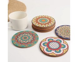 Onderzetters set van 8 - 10 cm kurk - boho stijl - schattige decoratie voor salontafel - ServiceTopper